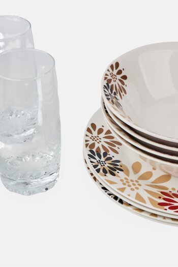 Gibson Everyday 12 Pieces Fine Ceramic Dinnerware Set, White