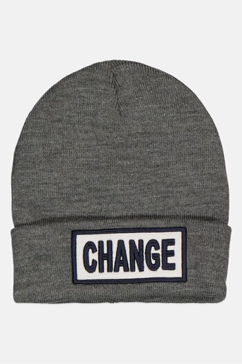 DeFacto Men Embroidered Beanie, Charcoal