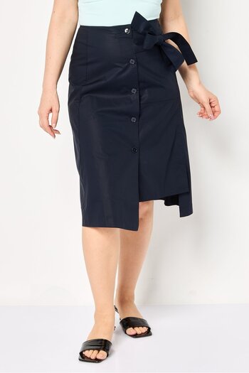 Selected Femme Women Plain Tie Waist A-Line Skirts, Navy