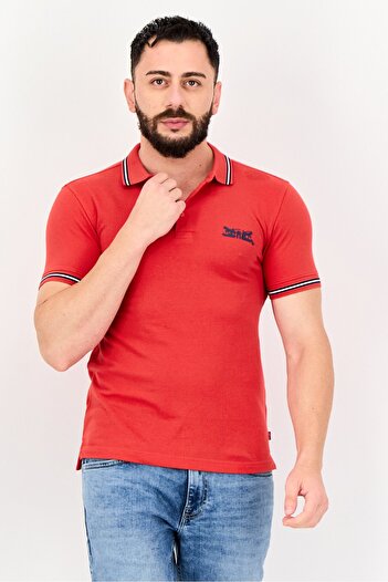 Levi's Men Regular Fit Brand Logo Short Sleeves Polo Shirt, Red