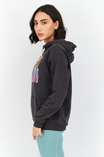 BİLLABONG Women Hood With Drawstring Long Sleeve Brand Logo Sweatshirts, Grey