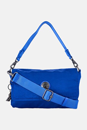Kipling Women Brand Logo Shoulder Bag With Keyring, Blue