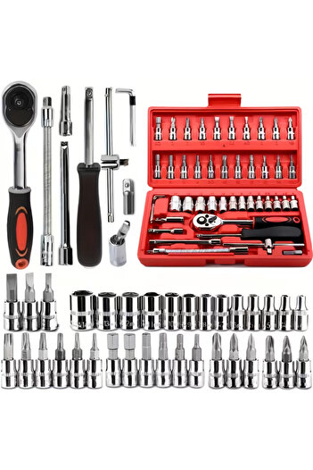 sgeteknoloji Velcro Fastening 46 Piece Socket Wrench Set Complete Set