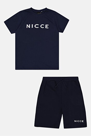 Nicce Kids Boy 2 Pieces Brand Logo T-Shirt And Short Set, Navy Blue