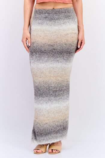 Reserved Women Ombre Knitted Maxi Skirt, Multicolor