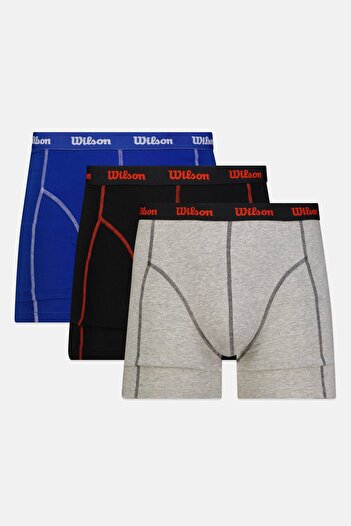 Wilson Men 3 Pieces Brand Logo Boxer Briefs, Multicolor