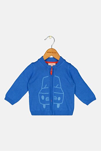 Dp Am Toddlers Boy Embroidered Full Zip Sweater, Blue