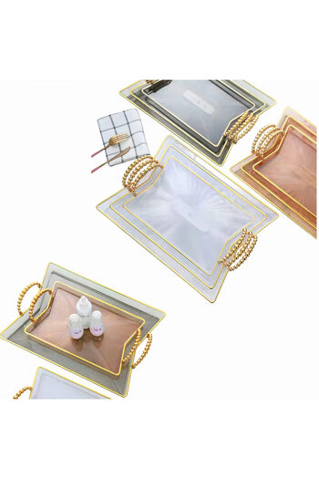 JML Decorative Tray 3/set with Handle, Transparent Different Sizes Plastic