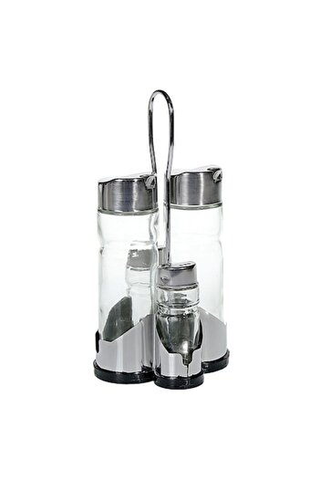 SHOPIENS Set solniță și piperniță, 4 piese, metal și sticlă, dimensiuni 5x16cm și 4x9cm