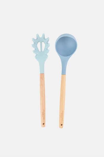 Phantom Chef 2 Pcs Silicone And Wood Pasta And Ladle Set, Multicolor