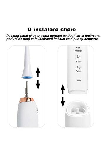 Amtok Electric Sonic Toothbrush, Amtok, 42000 Oscillations/min, IPX7, 5 Programs, 1 Charger, 2 Heads, 3D C