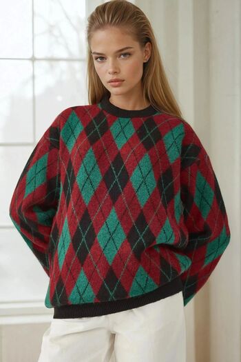 Hiccup Bdart Long Sleeve Geometric Pattern Knit Sweater