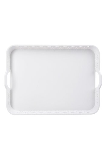 ANTBRO Serving Tray, Lace Model, White, 32x23.5cm, Plastic, Integrated Handles