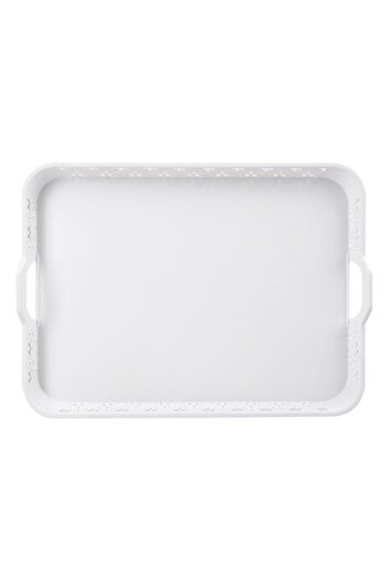 ANTBRO Serving Tray, Lace Model, White, 32x23.5cm, Plastic, Integrated Handles