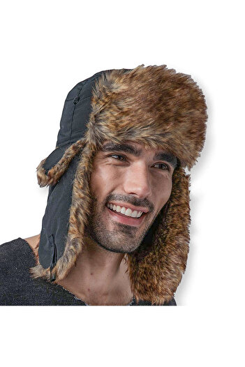 Tessero Men's fur hat, polar Aviator style, two-way fastening, ear protection, ma