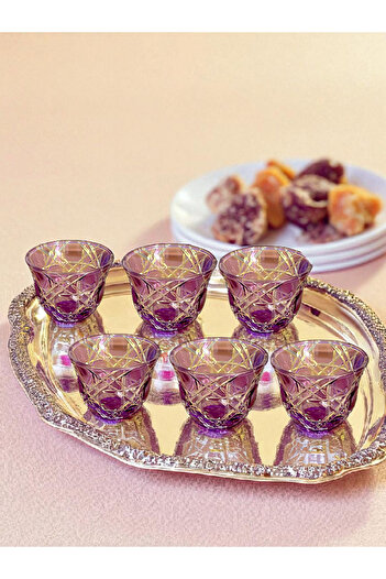 AYZ HOME 6-Piece Colorful Cut Crystal Glass Coffee Side Tray / Mirra Set