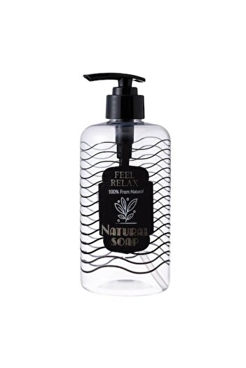 SHOPIENS Liquid Soap Dispenser, Striped Model, 500 ml, Transparent/Black, MYONNA