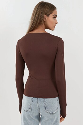 Hiccup Slim Fit Kare Yaka Esnek Üst