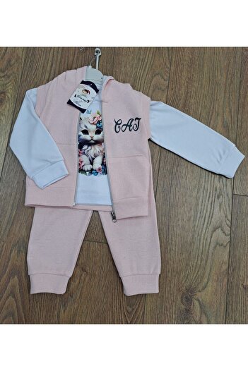tny kids collection Waffle Fabric Printed Triple Girl's Set