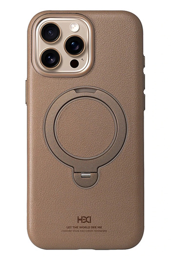 Fuchsia iPhone 14 Pro Max Vapor Leather Case with Magsafe Stand - Gold