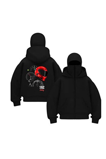 Touz Moda Φούτερ με κουκούλα Ninja με στάμπα Balaclava Motorsiklet