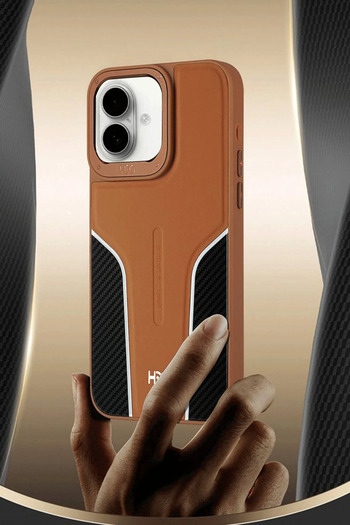 Fuchsia iPhone 16 Hbc-264 Lambor Carbon Fiber Sport Cover - Navy Blue
