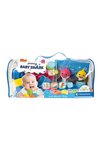 CLEMENTONI Soft Clemmy Baby Shark Bag 18.5cm – Multicolor Plush Toy for Toddlers