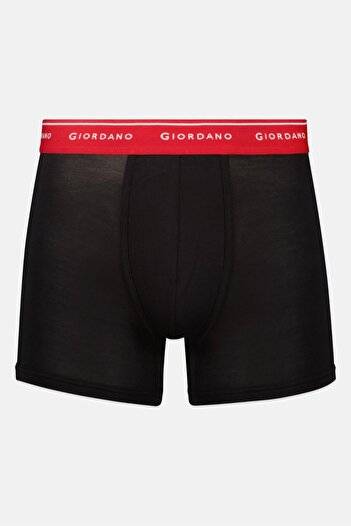 Giordano Men 2 Pack Brand Logo Boxer Trunks, Black