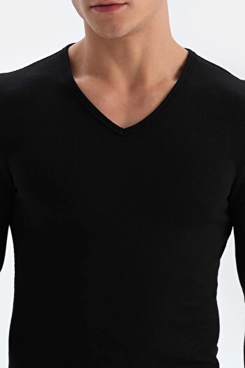 Dagi Men's V-Neck Long Sleeve Thermal Underwear Single Top