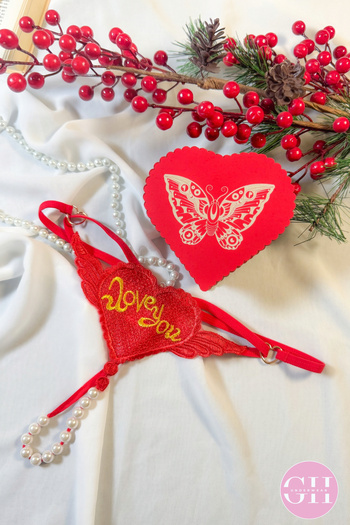 G&H UNDERWEAR Red Pearl String with Heart Gift Box