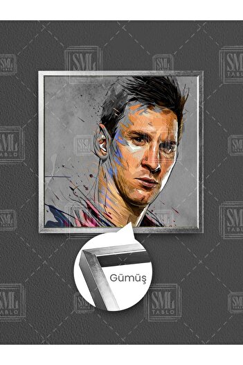 SML TABLO Lionel Messi, legendarul fotbalist argentinian, decor de artă, pictură pătrată pe pânză înrămată