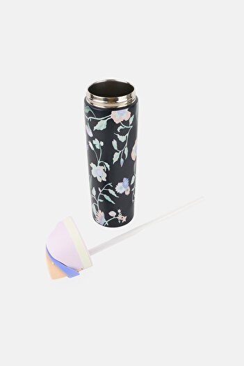 Orly Maison Floral Print Insulated Stainless Steel Water Bottle With Built-In Straw 710ml, Multicolor