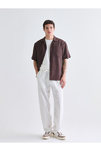 LC Waikiki Ecru Comfortable Fit Linen Look Men's Trousers