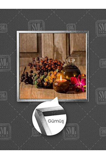 SML TABLO Lumânări cu flori roz Uleiuri aromatice Decor pentru salon de masaj Pictură pătrată pe pânză înrămată
