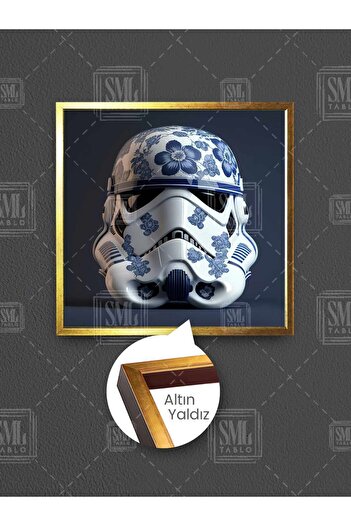 SML TABLO Pictură pe pânză pătrată înrămată cu filmul Star Wars, cu mască de Stormtrooper din ceramică Star Wars