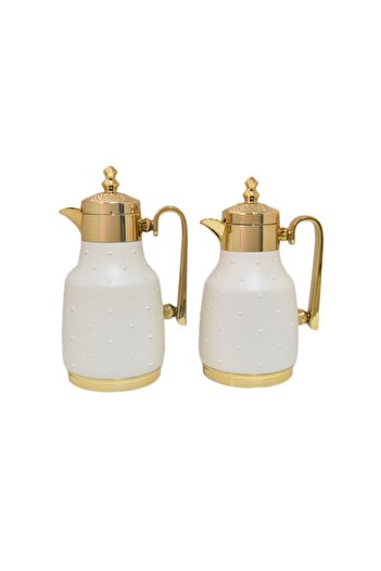Generic 1L/0.5L Coffee Tea Thermos Set with Gold Handle