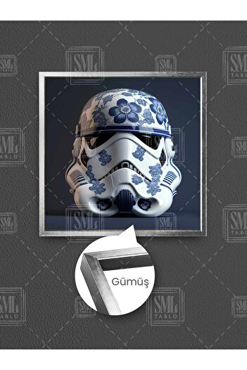 SML TABLO Pictură pe pânză pătrată înrămată cu filmul Star Wars, cu mască de Stormtrooper din ceramică Star Wars
