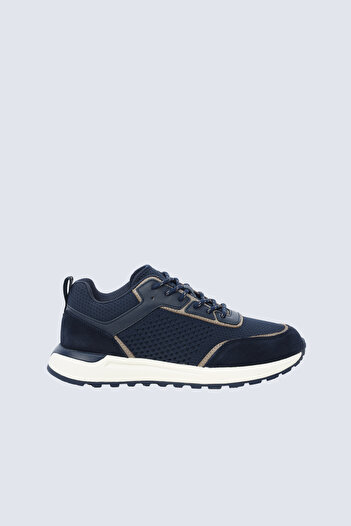 PAUL&SHARK Men's Breathable Mesh and Contrast Suede Detailed Comfortable Sole Navy Blue Sneaker 15318001-050