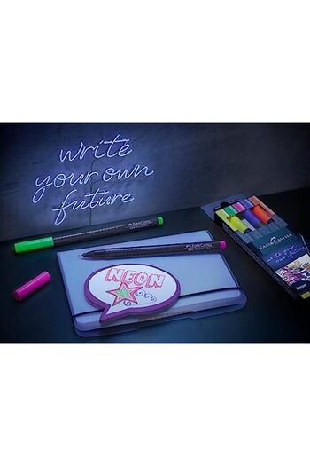 STOREMAX Polysight Felt Tip Pen Set, 5 Pieces, Neon Colors, 0.4 Mm, Metal Backing, Ergonomic Triangular Body