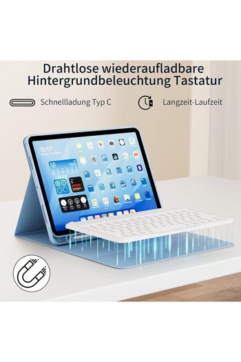 HYX Case with Keyboard for iPad A16 11th Generation 2025 / iPad 10th Generation 2022 10.9 Inch, Blue