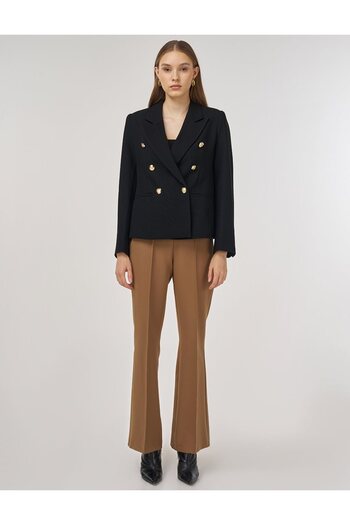 Kayra Gold Buttoned Blazer Jacket Black