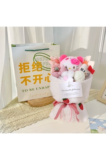 Choice3 1 Sanrio Hello Kitty Bouquet Cute Cartoon Plush Doll Flower Cinnamoroll Kuromi My Melody Toys Flowe.