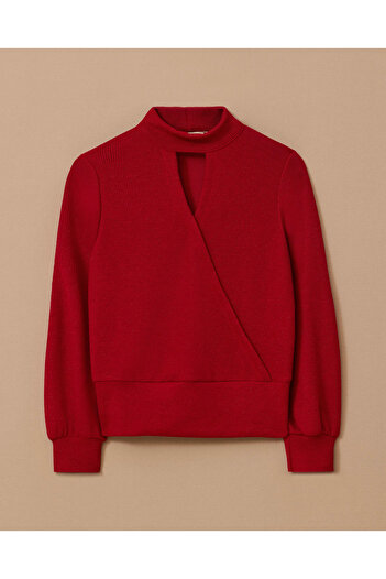SEÇİL High Neck Knit Blouse with Window Detail