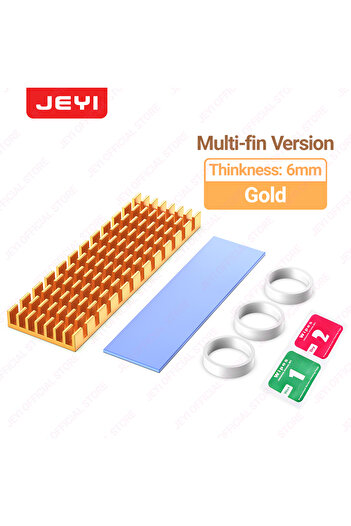 Choice5 6mm Fin Gold JEYI M.2 SSD Heatsink, Aluminum PS5 Radiator Solid State Drives Cooler Silicone Thermal