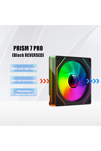 choice2 A-RGB Other Black REVERSED Power Train PRISM 7 PRO Computer Chassis Fan 12cm ARGB 4 Pin PWM Quiet Co