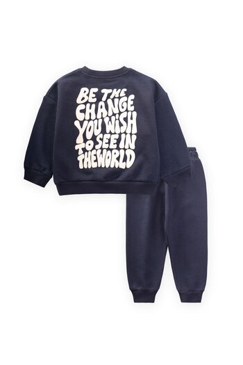 Cigit Sweatshirt Set 1-8 Years Navy Blue