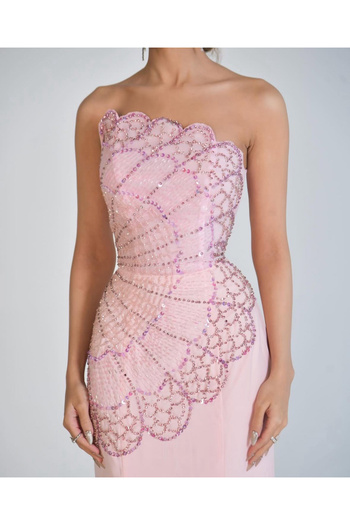 Marseille SA Hand-embroidered flower evening dress