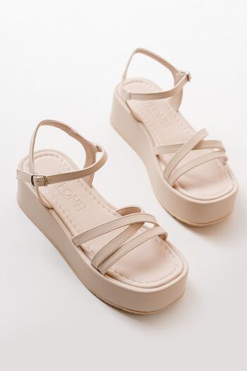 Budi 861-1016 Beige Wedge Women's Sandals
