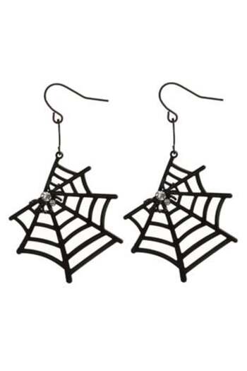 SHOPIENS Spider Web Earrings with Rhinestones for Halloween