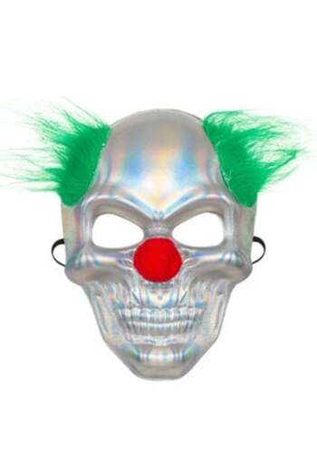 Silver Star Silver Disguise Mask with Green Hair